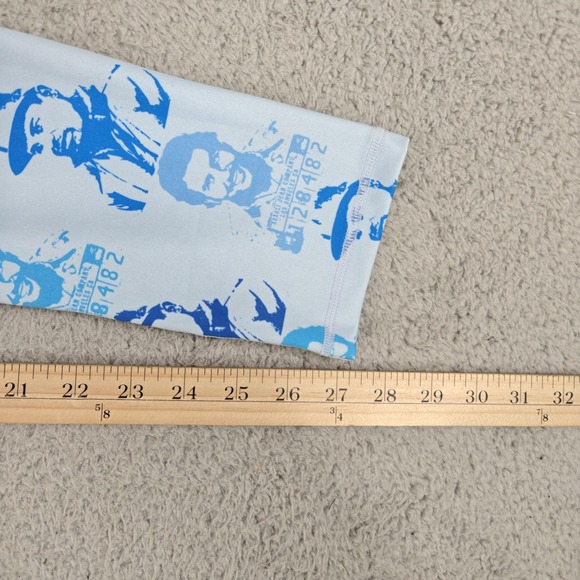 Asaali Jean Co Leggings Womens Small Blue White Mugshot Print Stretch Pants - Picture 8 of 10